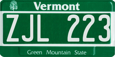 VT license plate ZJL223
