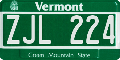 VT license plate ZJL224