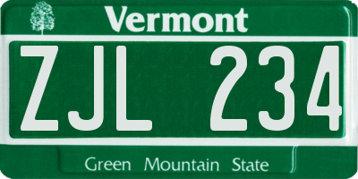 VT license plate ZJL234