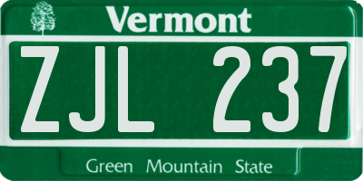 VT license plate ZJL237