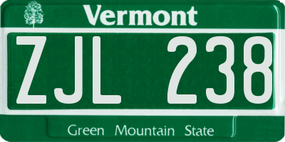 VT license plate ZJL238