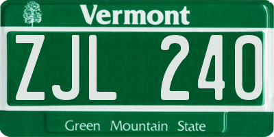 VT license plate ZJL240