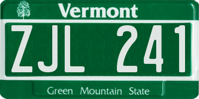 VT license plate ZJL241