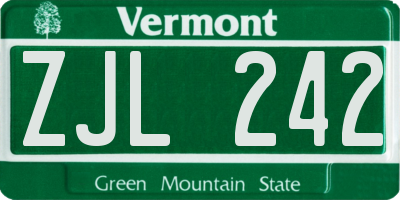 VT license plate ZJL242