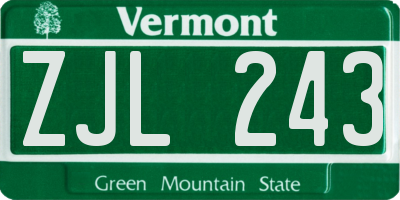 VT license plate ZJL243