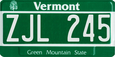 VT license plate ZJL245