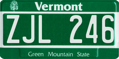 VT license plate ZJL246
