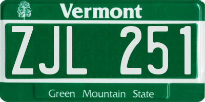 VT license plate ZJL251