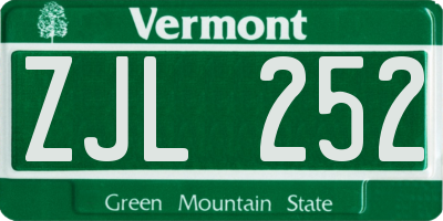 VT license plate ZJL252