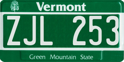 VT license plate ZJL253