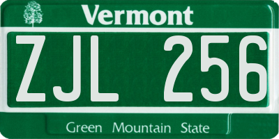 VT license plate ZJL256