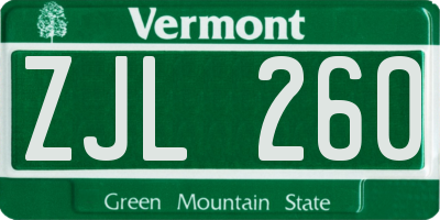 VT license plate ZJL260