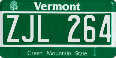 VT license plate ZJL264