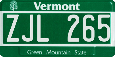 VT license plate ZJL265