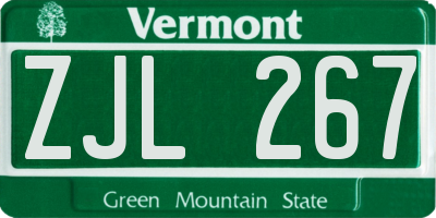 VT license plate ZJL267