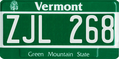 VT license plate ZJL268