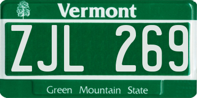 VT license plate ZJL269
