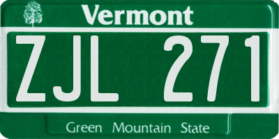 VT license plate ZJL271