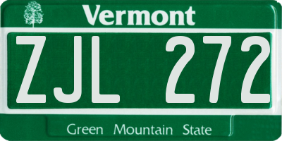 VT license plate ZJL272