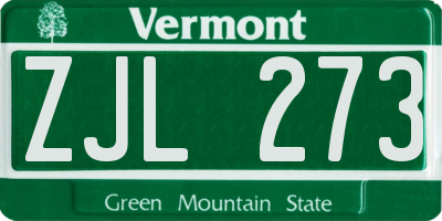 VT license plate ZJL273