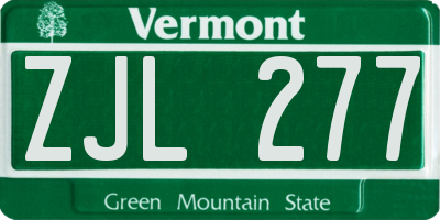 VT license plate ZJL277