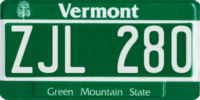 VT license plate ZJL280