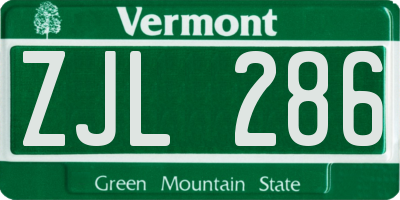 VT license plate ZJL286