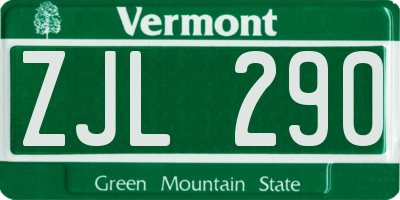 VT license plate ZJL290
