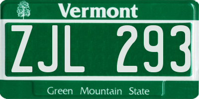 VT license plate ZJL293