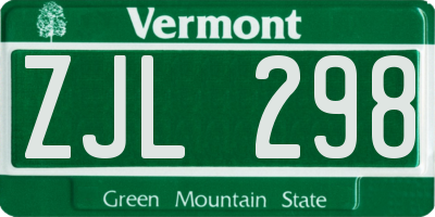 VT license plate ZJL298