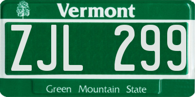 VT license plate ZJL299