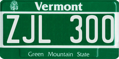 VT license plate ZJL300