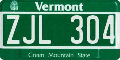 VT license plate ZJL304