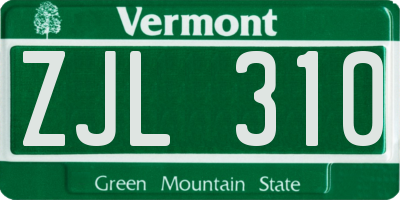 VT license plate ZJL310