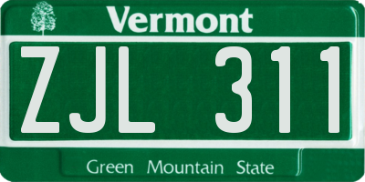 VT license plate ZJL311