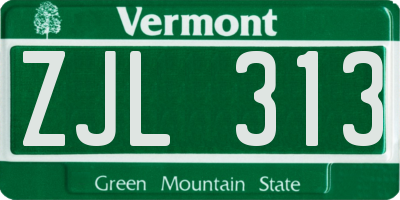 VT license plate ZJL313
