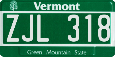 VT license plate ZJL318