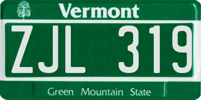 VT license plate ZJL319