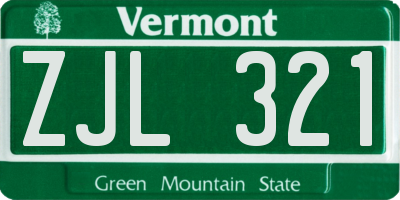 VT license plate ZJL321