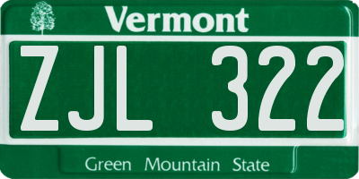 VT license plate ZJL322