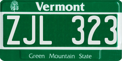 VT license plate ZJL323
