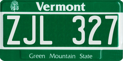VT license plate ZJL327