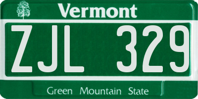 VT license plate ZJL329