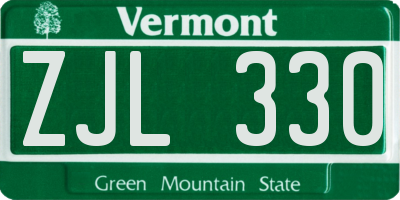 VT license plate ZJL330