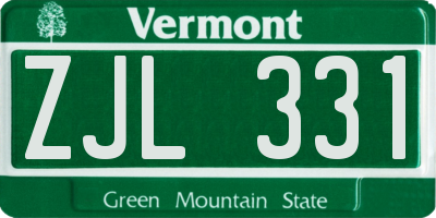 VT license plate ZJL331