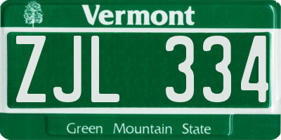 VT license plate ZJL334
