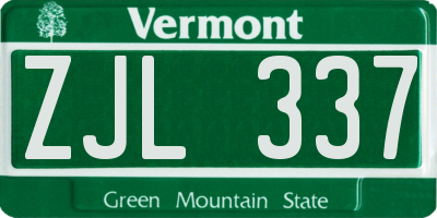 VT license plate ZJL337