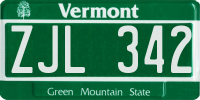 VT license plate ZJL342