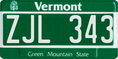 VT license plate ZJL343