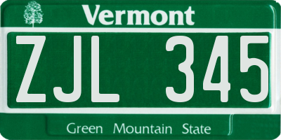 VT license plate ZJL345